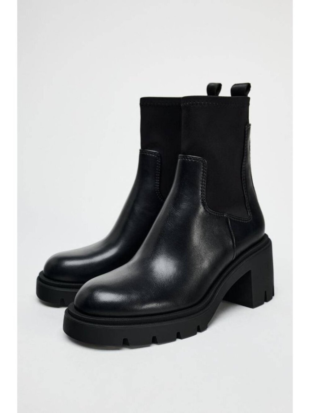 Zara Black Chelsea Ankle Boots Chunky EU 40 US 9 Lug Sole 3110/510 NWT